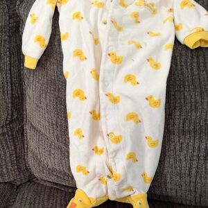 Carter's White and Yellow Duck Print Footie